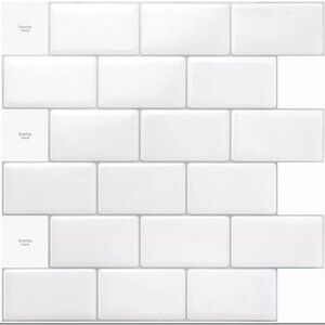Art3d Premium 10-Sheet Peel and Stick Tile 12 x 12 Inch, Bright White